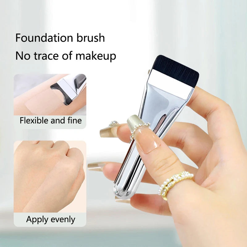 1/2Pc Multi-Use Foundation Ultra-Fine, Hypoallergenic Nylon Bristle Oval Foundation Brush - Perfect for Face Contouring