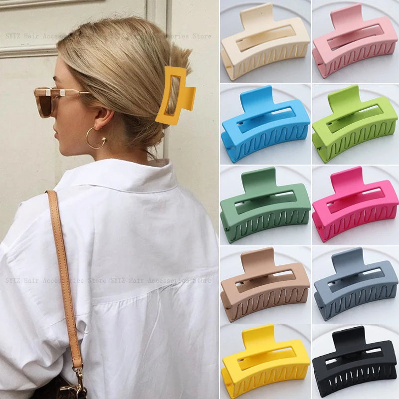 Women's Plastic Quadrate Hair Claws Hair Clips 8.5cm/3.35in Large Size Solid Barrette Crab Hair Clips Fashion Hair Accessories