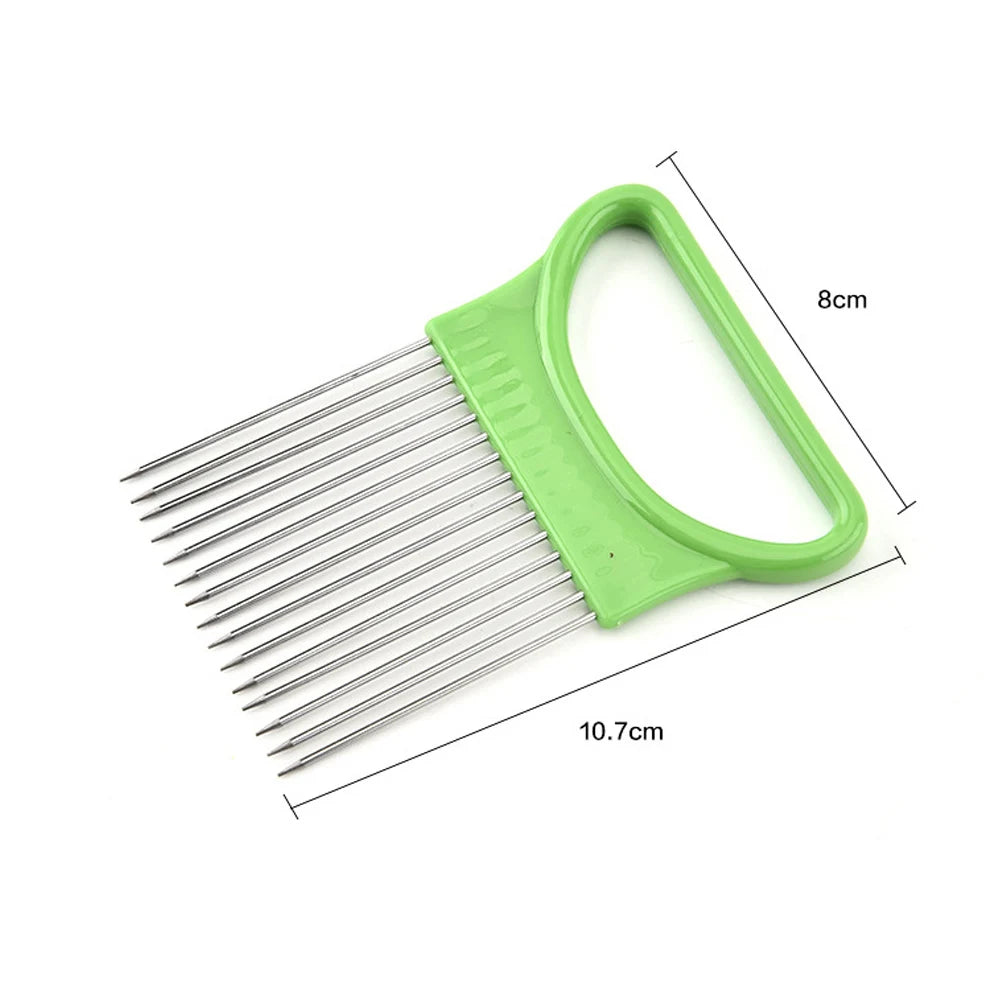 Kitchen Accessories Tools Stainless Steel Onion Needle Onion Fork Vegetables Fruit Slicer Tomato Cutter Cutting Safe Aid Holder
