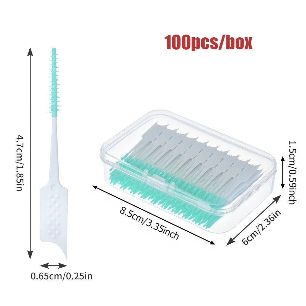 100-200Pcs/box Interdental Brush Soft Rubber Teeth Cleaning Tools Dental Toothpicks Between Teeth Toothbrush Oral Hygiene Care