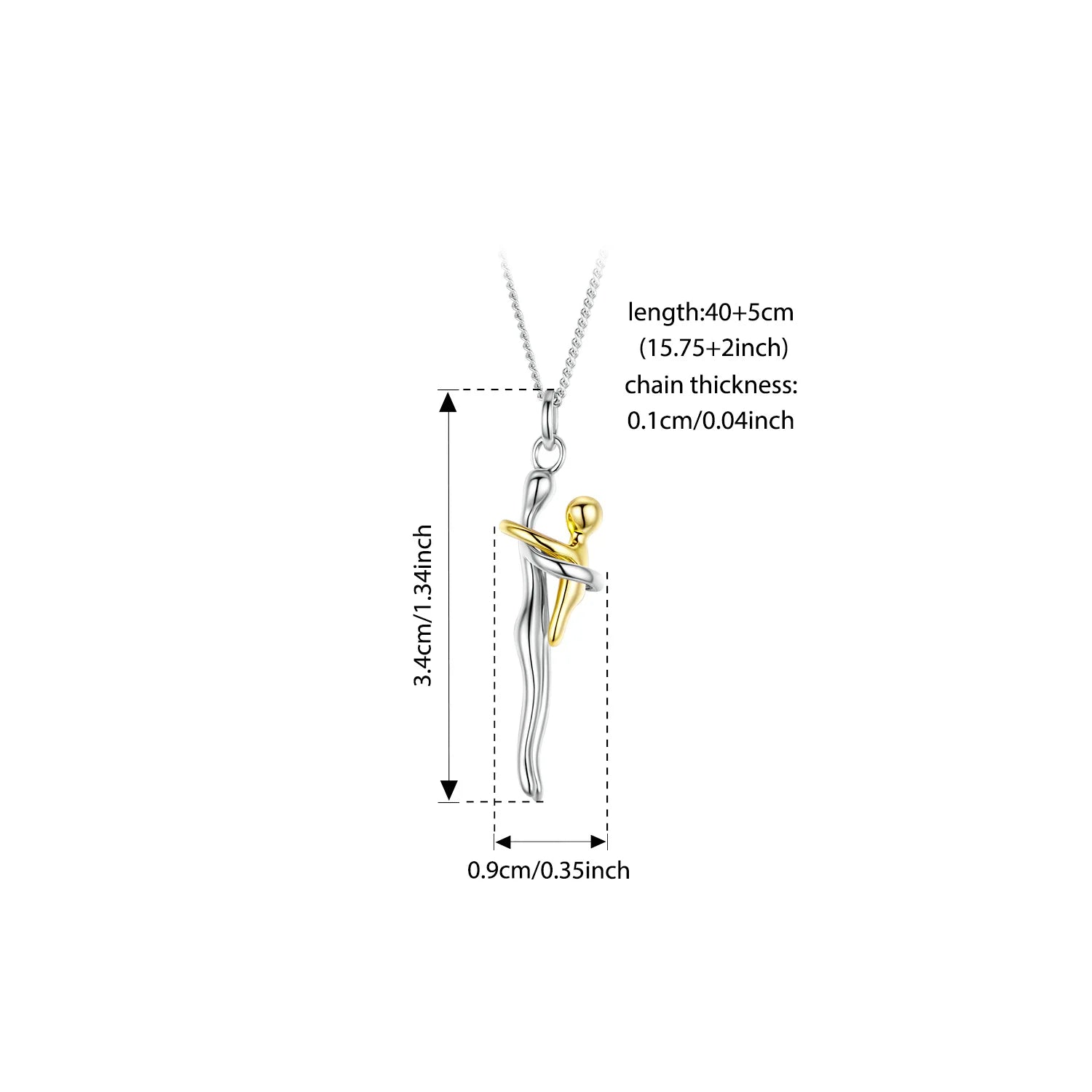 BAMOER 925 Sterling Silver Two-tones Hug Necklace, Detachable Mother and Child Pendant for Family Special DIY Love Jewelry