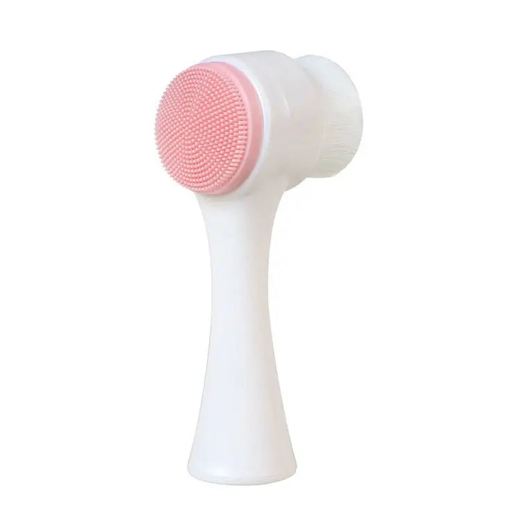 QIWU 3D Double Silicone Facial Cleansing Brush Manual Massage Facial Brush Soft Bristles Exfoliator Double Sided Face Wash Brush