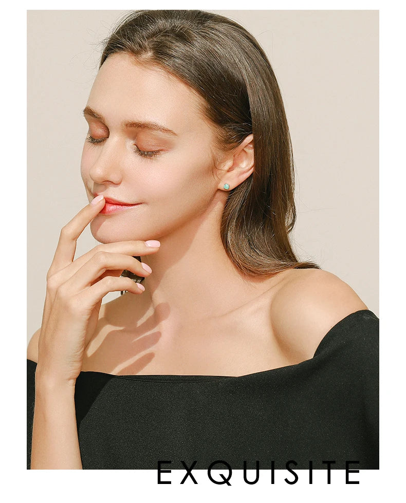 MODIAN 925 Sterling Silver Fashion Stylish Natural Opal Stud Earrings For Women Girl Fine Jewelry Anniversary Gifts Accessories
