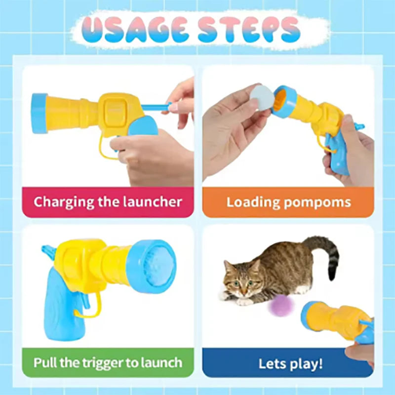 Cat toy interactive shooting training toy creative mini shooting gun game plush ball toy suitable for cats to play at home