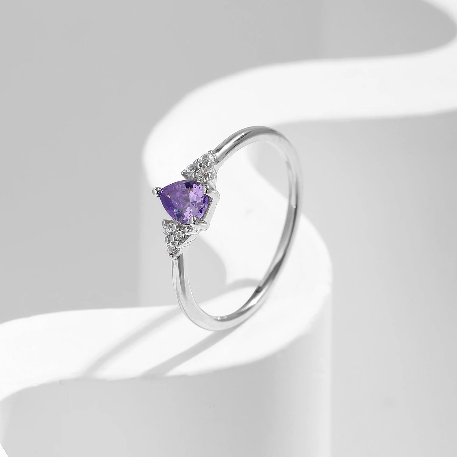 MODIAN 925 Sterling Silver Water Drop Cocktail Ring Classic Prong Purple Cubic Zirconia Rings For Women Female Fine Jewelry