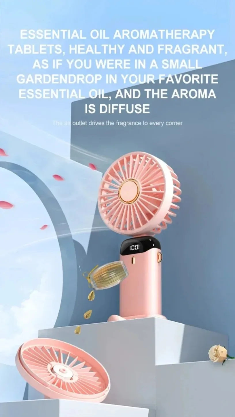 5 Speed with USB Rechargeable Battery Desk Outdoor Neck Hanging Fan ﻿Foldable Handheld Portable Fan Mini Foldable HandFan