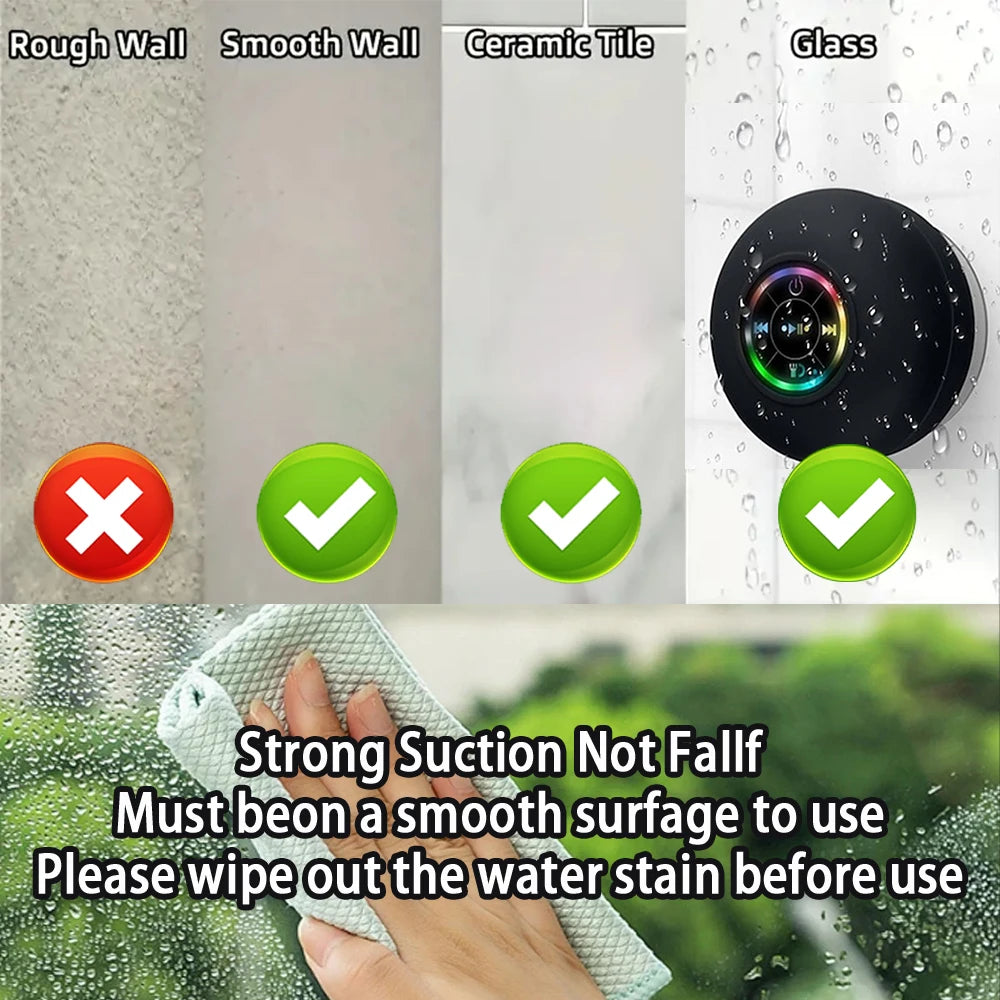 Bathroom Waterproof Wireless Bluetooth Speaker Large Suction Cup Mini Portable Speaker Outdoor Sports Stereo Sound Box Speaker