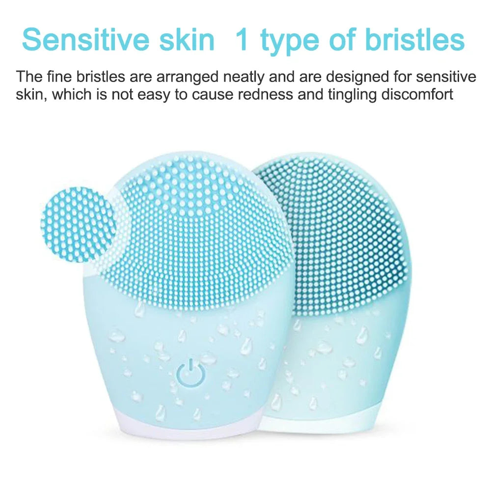 Electric Facial Cleansing Brush Face Skin Care Tools Waterproof Silicone Sonic Cleanser Facial