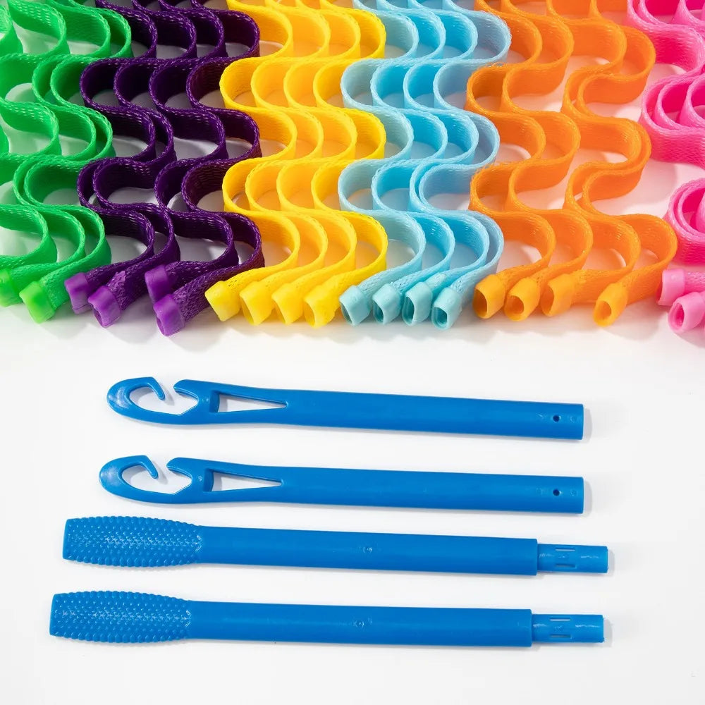 12Pcs Heatless Hair Curlers Spiral Hairs Curlers 30CM  Magic No Heat Hairs Curls for Long Styling Hooks DIY Hair Rollers Set
