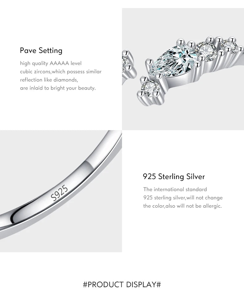 Modian New 925 Sterling Silver Minimalist Clear Zirconia Stackable Ring For Women Anniversary Wedding Band Simple Fine Jewelry