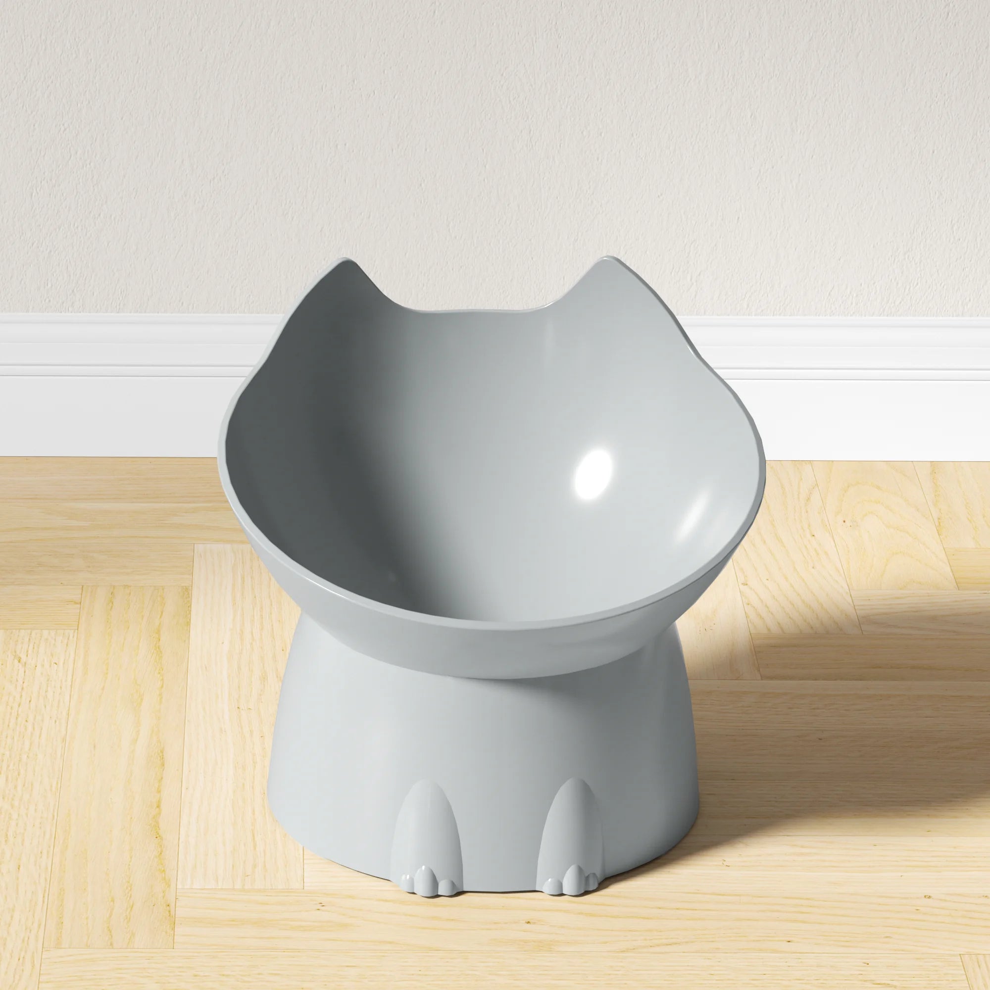 1pc Cat Neck Protection Food Ware Elevated Cat Bowl Anti-Tip Plastic Raised Pet Feeding Dish with Tilted Edge