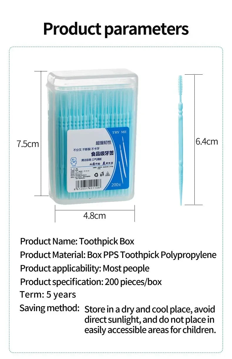 Portable ultra-fine toothpicks, disposable family box, double-head high-end personalized creative fruit sticks