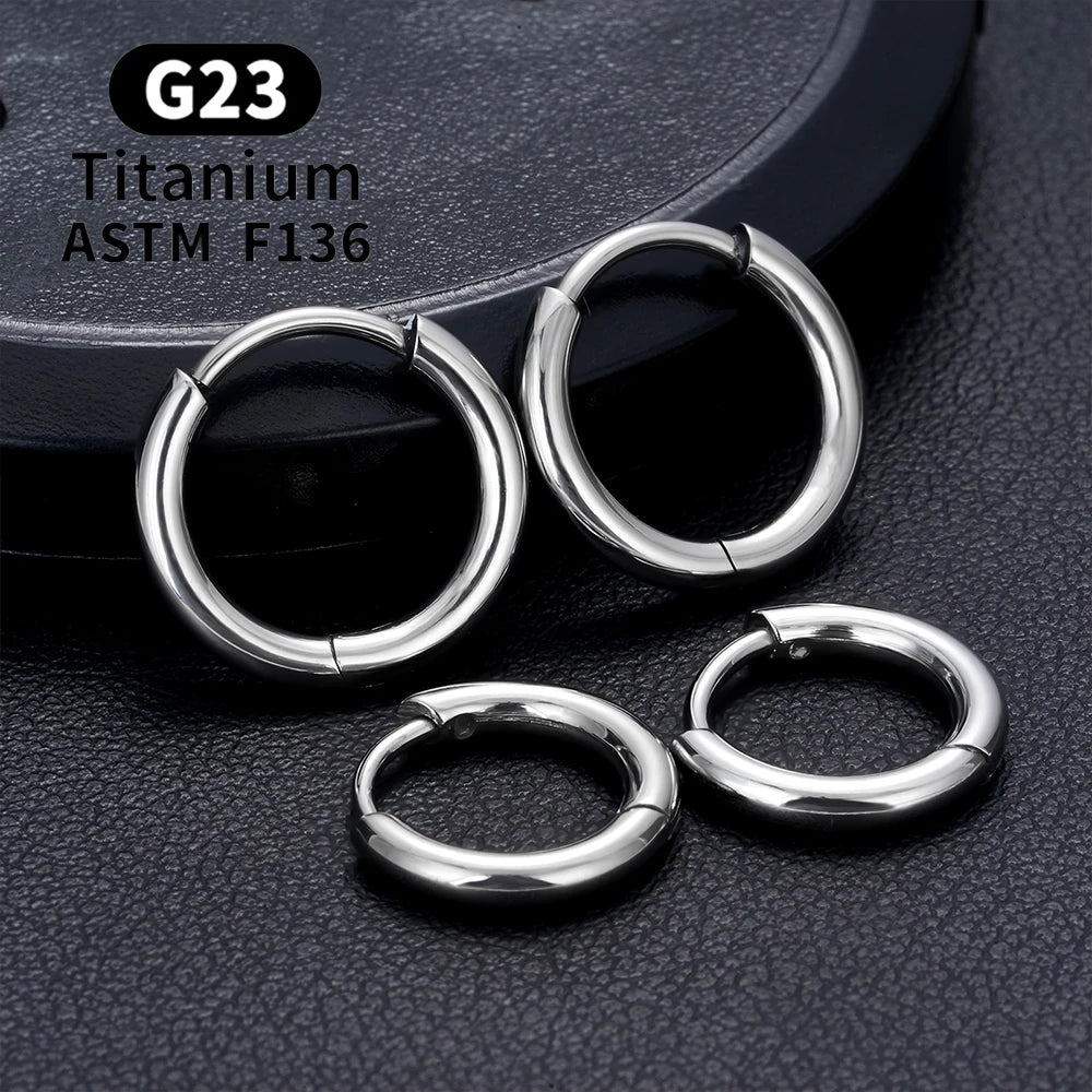G23 Titanium Earring Hoop CZ Hinged Segment Round Ear Ring for Women Ear Tragus Cartilage Helix Daith Piercing Jewelry