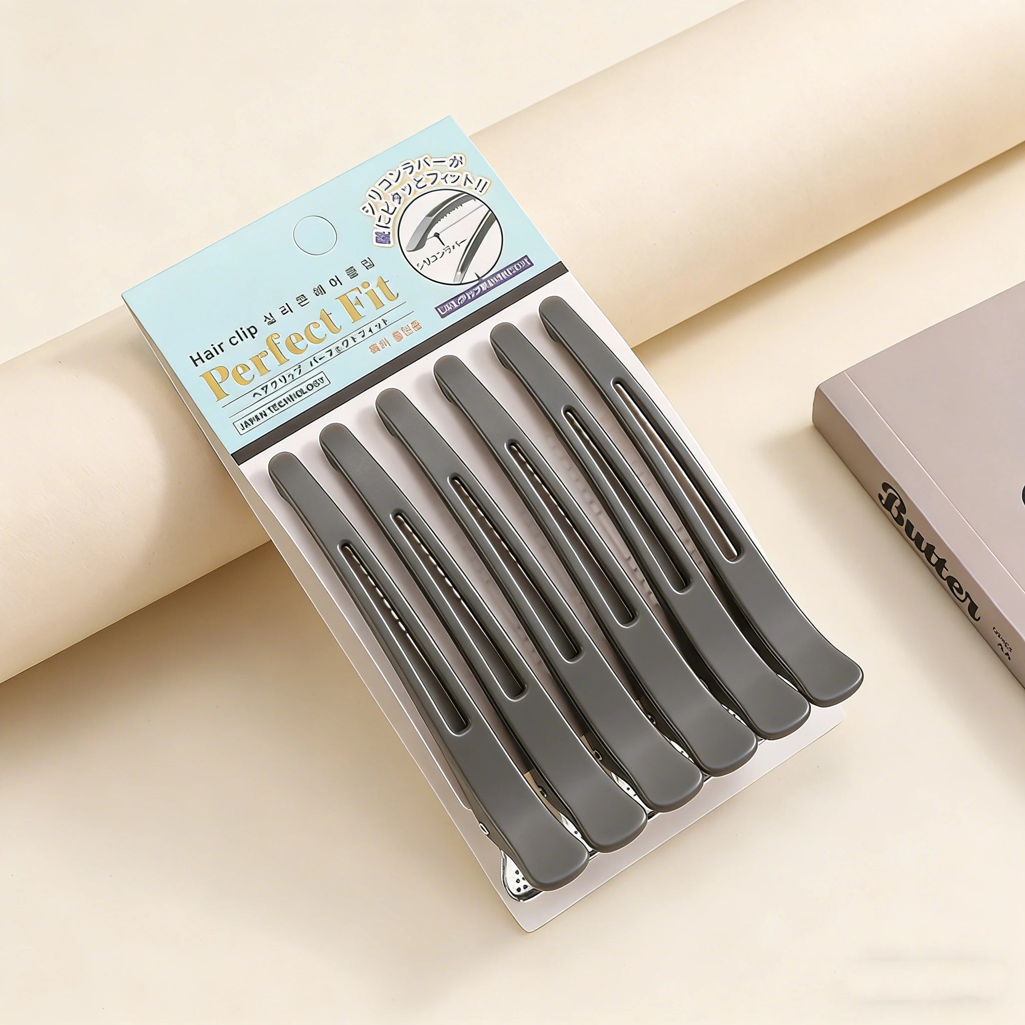 6pcs Professional Hair Clips Styling Sectioning Non Slip No-Trace Duck Billed Hair Clips Band Salon Home Hair Cutting Clips