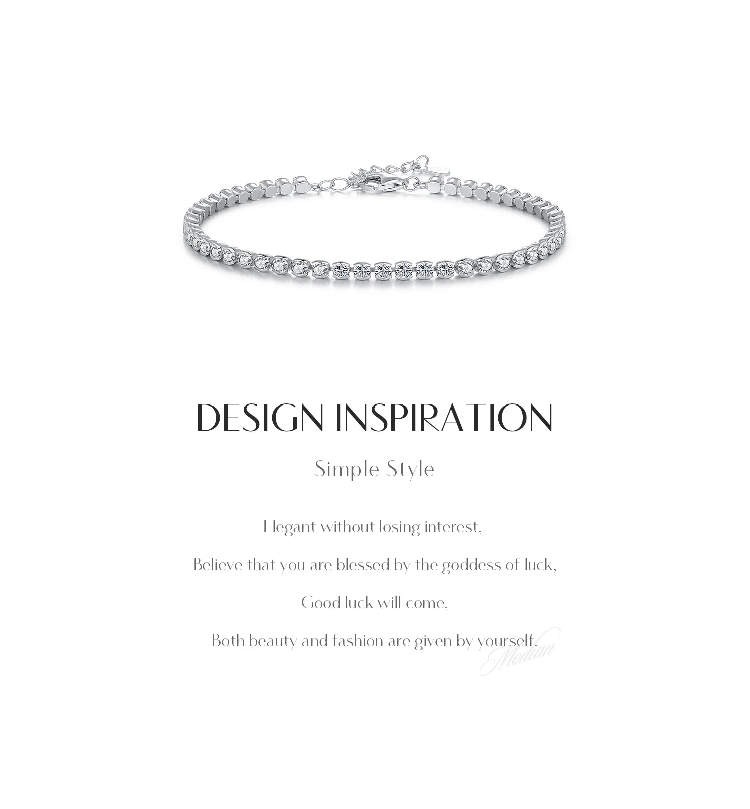 MODIAN 925 Sterling Silver Sparkling CZ Tennis Bracelet Round Zirconia Platinum Plated Bracelet For Women Fine Jewelry Gift