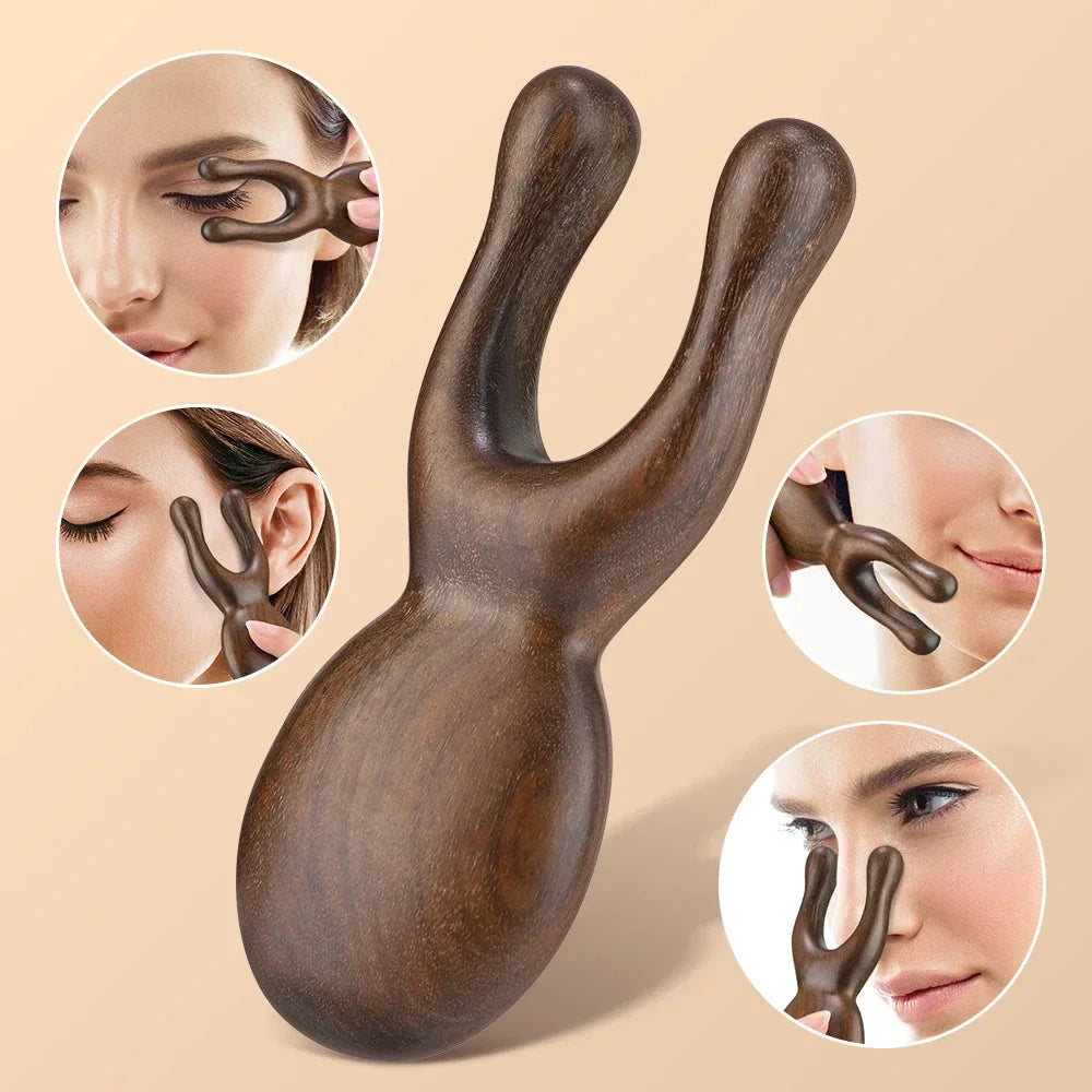 Wooden Gua Sha Facial Tools  Head Massager Sandalwood Wood Massage Tool for Eye Face Nose  Wood Therapy Massage Acupressur Tools