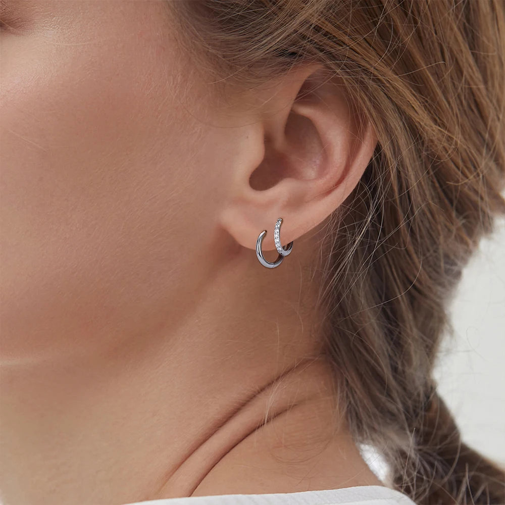 G23 Titanium Earring Hoop CZ Hinged Segment Round Ear Ring for Women Ear Tragus Cartilage Helix Daith Piercing Jewelry