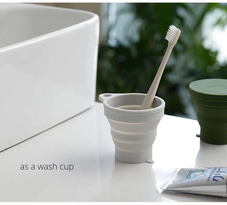 180ML Silicone Portable Folding Cup Mini Retractable CupTeacup Outdoor Travel Coffee Telescopic Drinking Mug with Lid