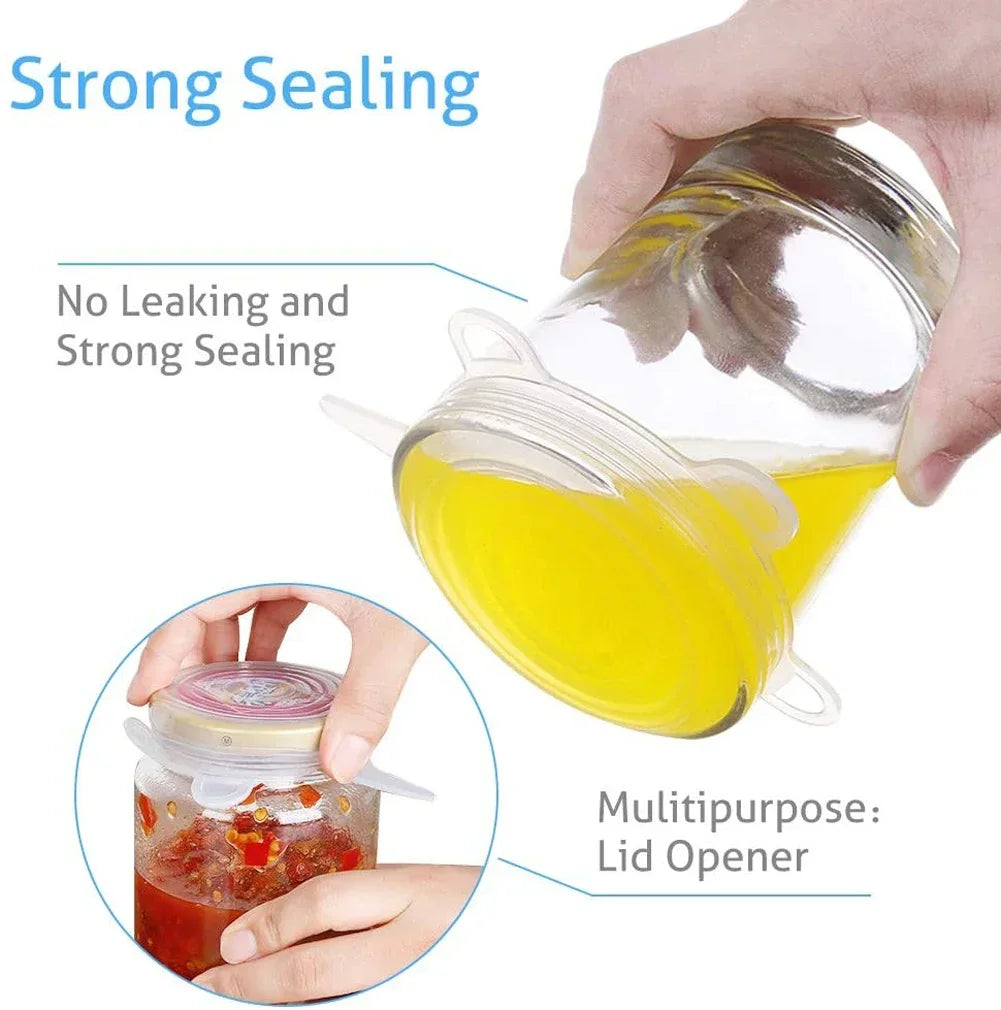 Adjustable Elastic Silicone Caps Refrigerator For Kitchen Accessories Cover Adaptive Kitchen Storage Organization Food Dishes