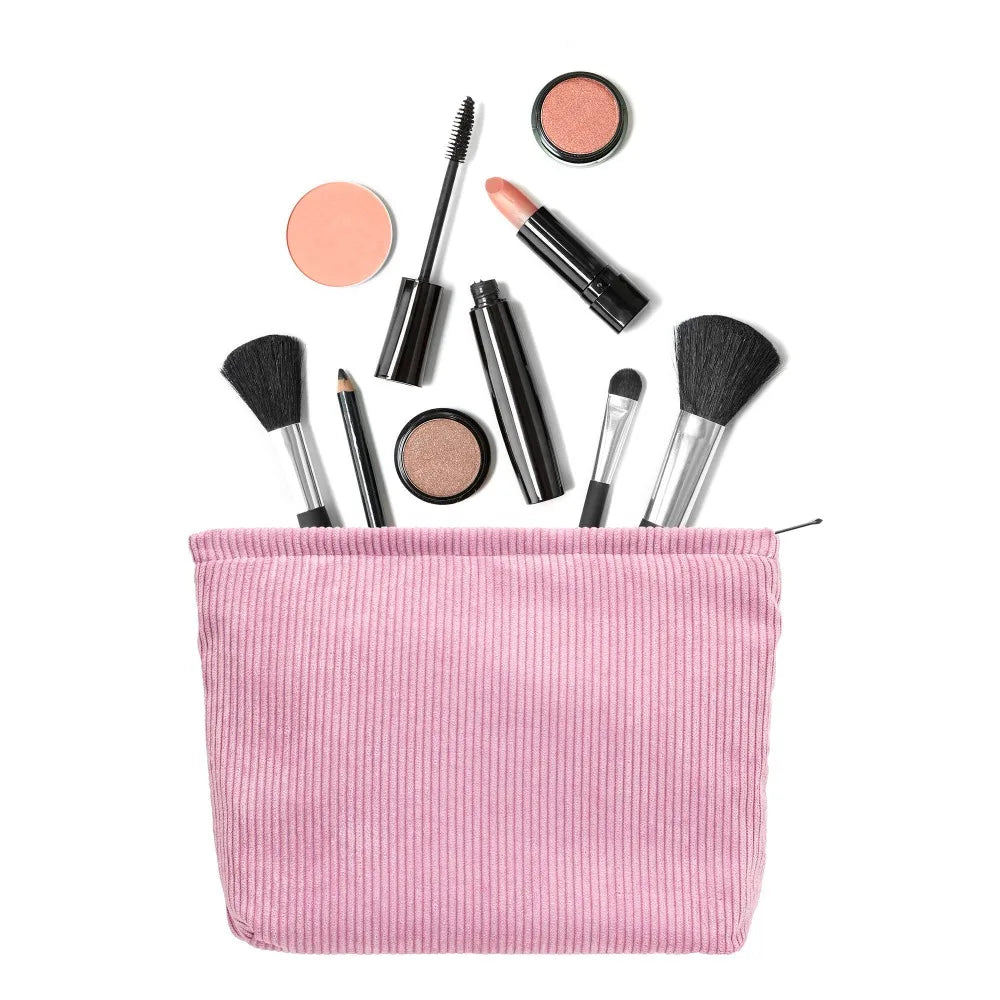Corduroy Travel Cosmetic Bag Portable Makeup Storage Bag Purses Women Large Capacity Zipper Make Up Organizer Storage Clutch