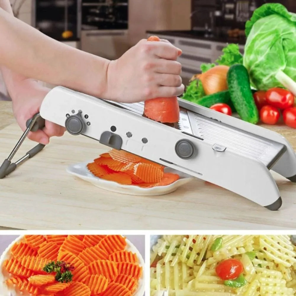 Household Adjustable Vegetable Cutter Manual Efficient Vegetable Shredder Non-slip Base with Hand Guard Vegetable Slicer Potato