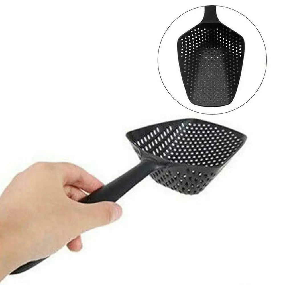 Plastic Strainer Spoon with Handle, Durable Plastic Slotted Spoon Pasta Scoop and Pasta Strainer for Cooking