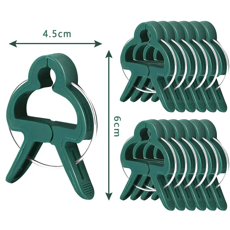 Garden Plant Support Clips Reusable Green Plastics Clips Climbing Plants Tomato Vine Support Clip Secure Growth Fixation Tools