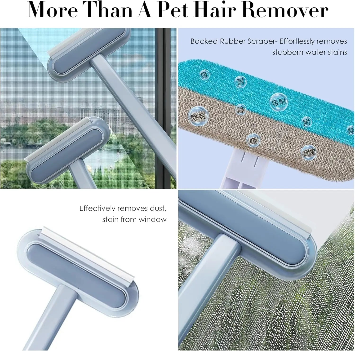 Pet Hair Removal Set Tool Reusable Static Removal Gloves Double-Sided Grooming Gloves Remove Dog Cat Hair Furniture, Carpet