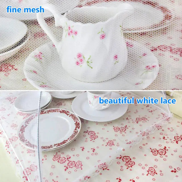 Kitchen Foldable Food Mesh Cover Anti-fly Umbrella Tent Cover Vegetable Fruit Breathable Insect-Proof Lid Food Protection Gadget
