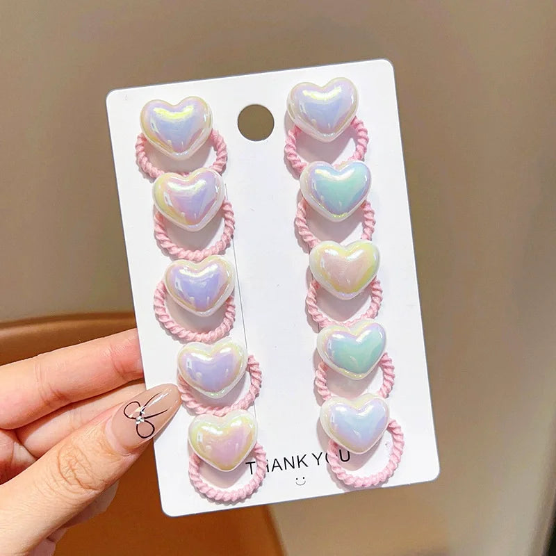 10PCS Cute Hair Ropes Set for Girls Elastic Rubber Bands Ponytail Headwear Hair Accessories Ropes Headwear Korean Styling Tools