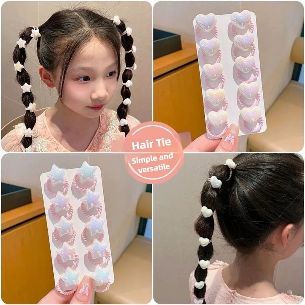 10PCS Cute Hair Ropes Set for Girls Elastic Rubber Bands Ponytail Headwear Hair Accessories Ropes Headwear Korean Styling Tools