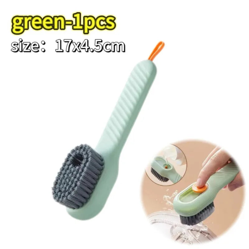 Multifunction Cleaning Shoe Brush Soft Automatic Liquid Shoe Brush Long Handle Clothes Soap Brush with Hook Clean Tool