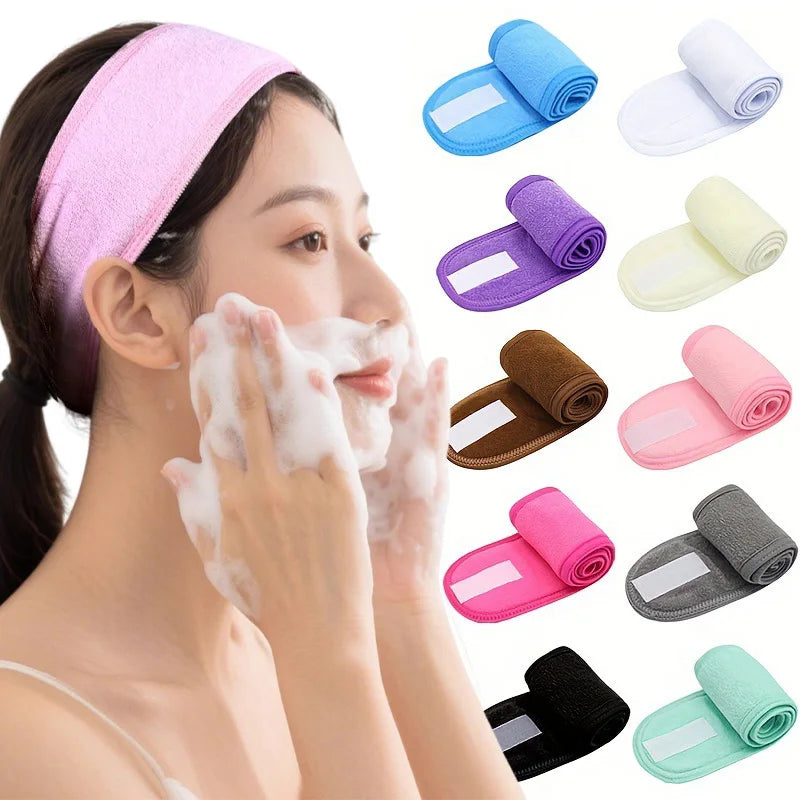 New Women Adjustable Velcro Strap Wash Face Headband Soft Toweling Broken Hair Tools Accessories SPA Facial Headbands Headwear