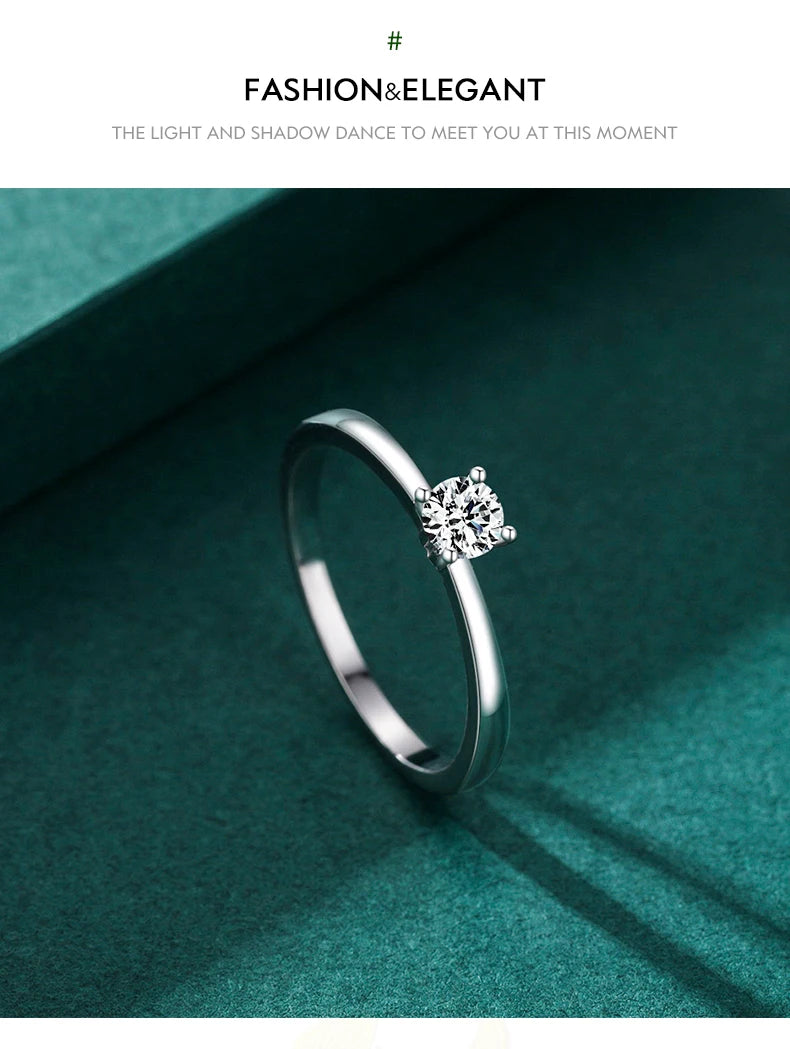 Modian 925 Sterling Silver 10 Hearts Clear CZ Simulated Diamond Simple Wedding Bands Ring For Women Statement Engagement Jewelry