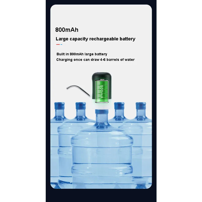 Black/White Automatic Water Bucket Pump USB Charging  Portable Electric Water bottle Pump One Button Switch Of Water Dispenser