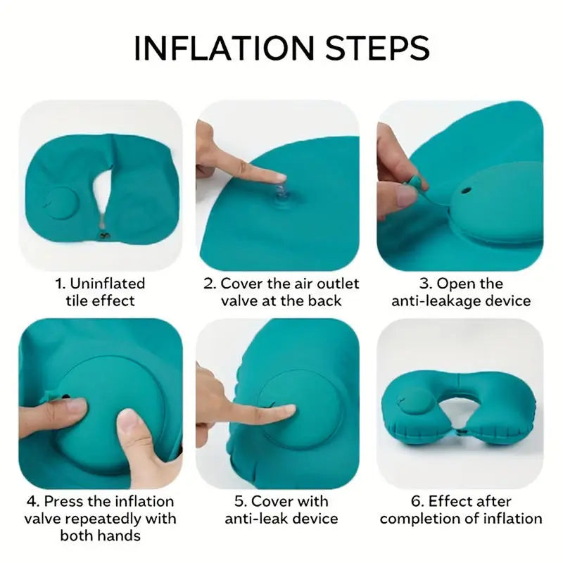 U-Shape Inflatable Neck Pillow Automatic Inflatable Super Light Cervical Pillow Head Rest Press to inflate Travel Pillows