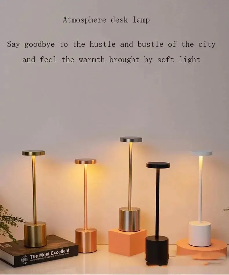 Decorative Table Lamp LED Waterproof Rechargeable Night Light Touch Dimming Bar Living Room Reading Camp Light
