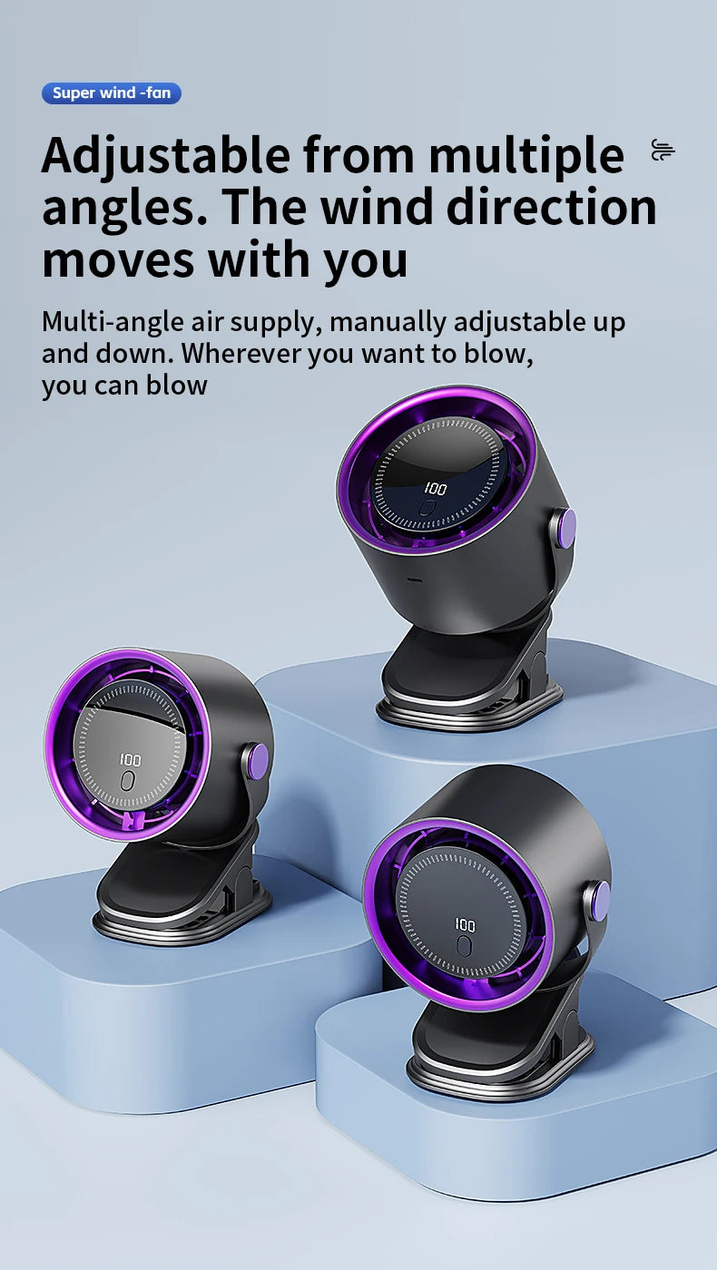 Multi-functional Circulating Fan With Clip 3-in-1 Turbo Fan Electric High-speed Clip Fan 100 levels of free adjustment Mini Fan