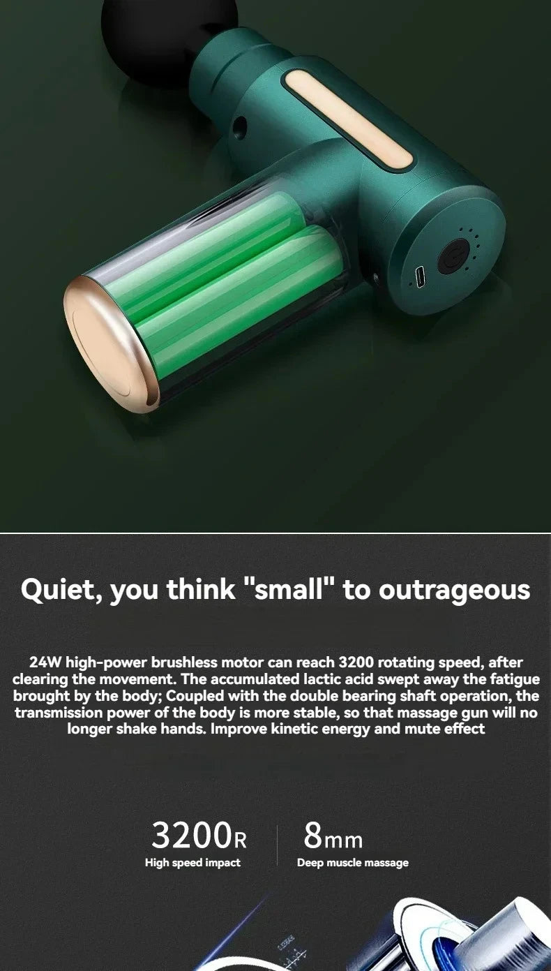 New Portable Fascia Massage Gun Deep Tissue Mini Muscle Massage Gun Lightweight Adjustable Speed Whole Body Massage Equipment