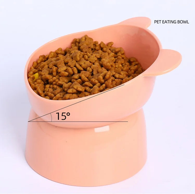 New Elevated Cat Bowls Stress Free Feeder and Waterer with Base Anti-Vomiting Tilted Raised Nonslip No Spill Pet Bowls
