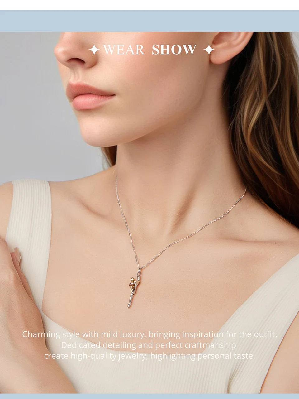 BAMOER 925 Sterling Silver Two-tones Hug Necklace, Detachable Mother and Child Pendant for Family Special DIY Love Jewelry