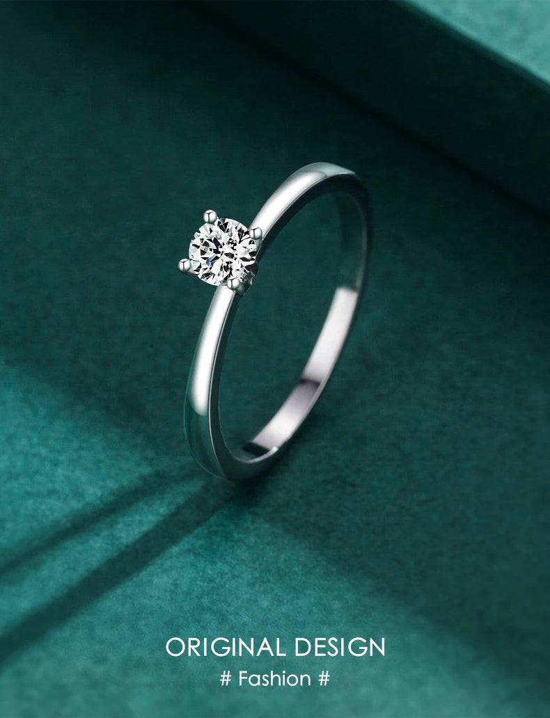 Modian 925 Sterling Silver 10 Hearts Clear CZ Simulated Diamond Simple Wedding Bands Ring For Women Statement Engagement Jewelry