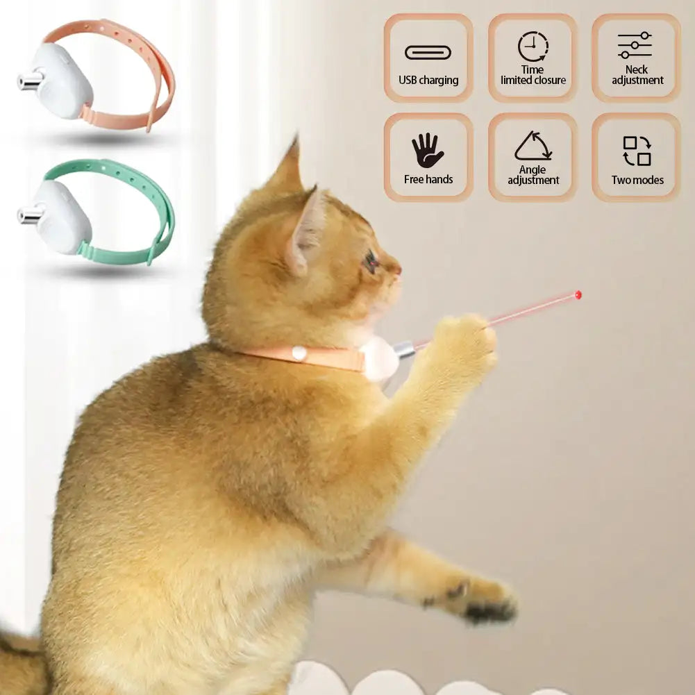 Smart Laser Cat-teasing Collar Laser Rechargeable Auto Infrared Interactive Pet Kitten Toys for Relieve Anxiety Pet Supplies