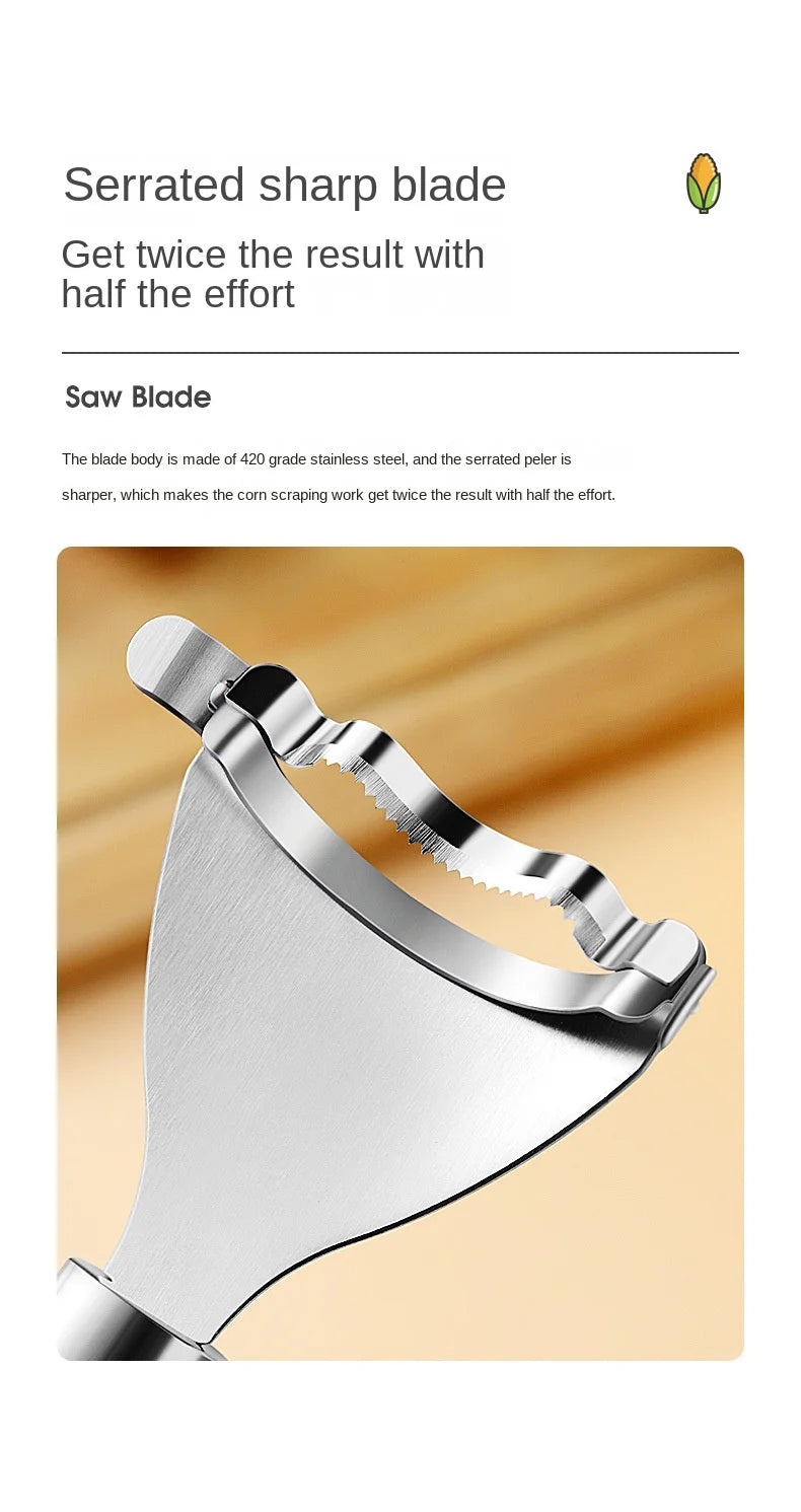 Stainless Steel Corn Peeler Scraper Serrated Corn Cob Stripper Tool Cob Shaver Planer Thresher Cutter Kitchen Vegetable Gadgets