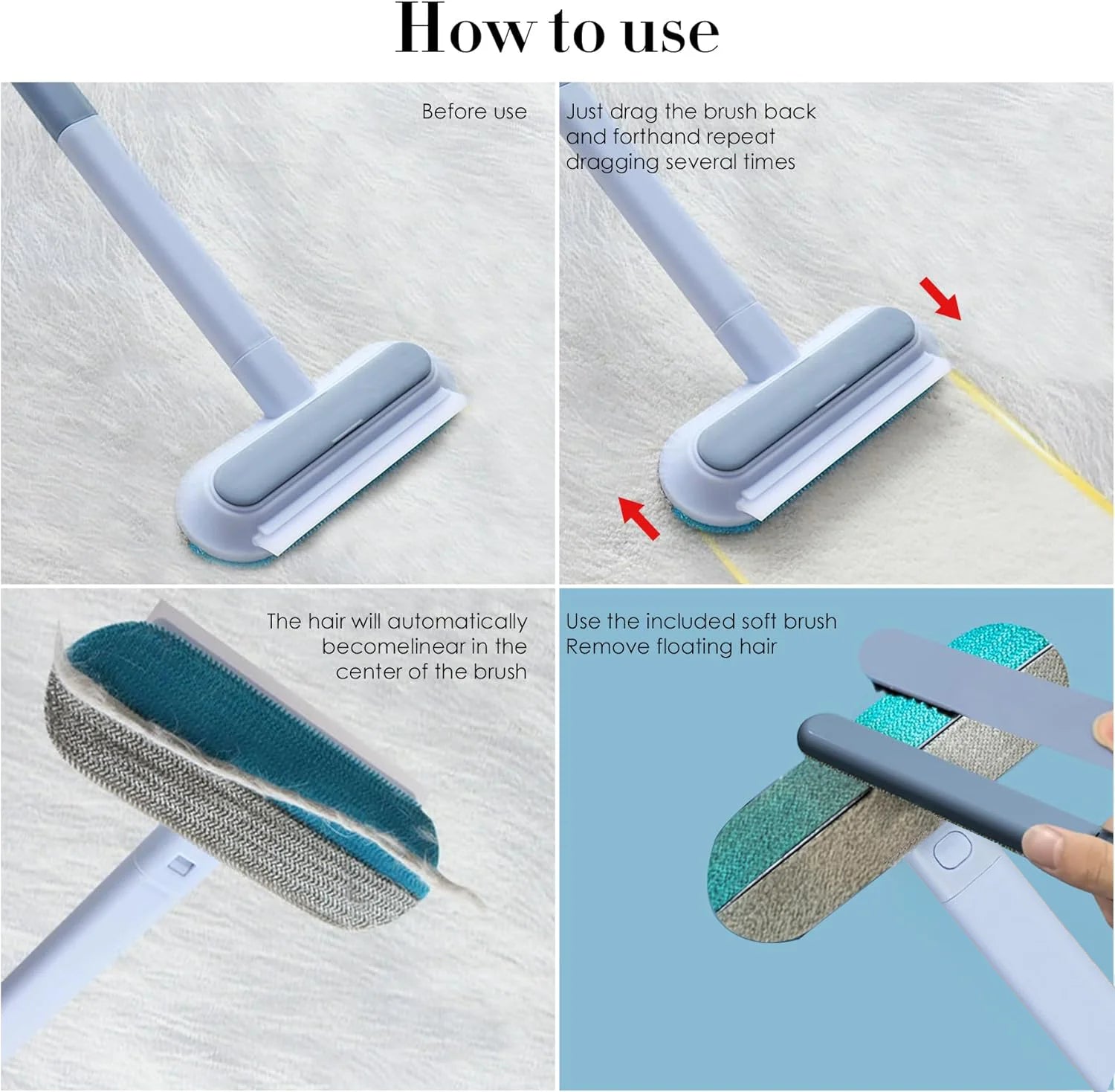 Pet Hair Removal Set Tool Reusable Static Removal Gloves Double-Sided Grooming Gloves Remove Dog Cat Hair Furniture, Carpet