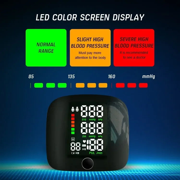 New Touch LED Rechargeable Blood Pressure Wrist Monitor