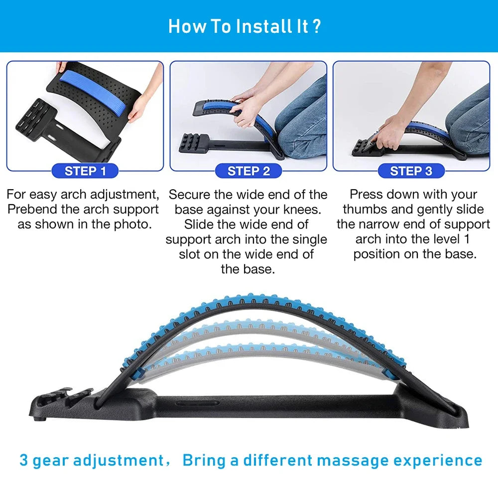 Back Stretcher Multi-Level Adjustable Massager Waist Neck Fitness Lumbar Cervical Spine Cervical Spine Support Massager