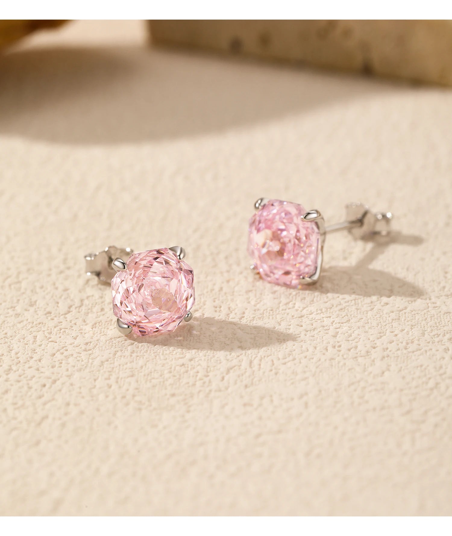 MODIAN 925 Sterling Silver Romantic Pink Rose Cut Sparkling Cubic Zirconia Stud Earrings For Women Party Trendy Jewelry