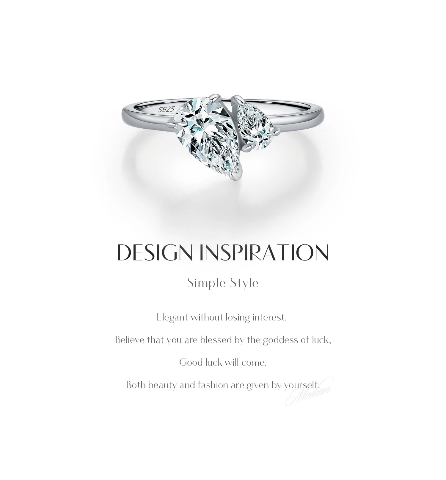 MODIAN Real 925 Sterling Silver Sparkling Water Drop Interweaving Dazzling Clear Pear CZ Finger Rings For Women Fine Jewelry