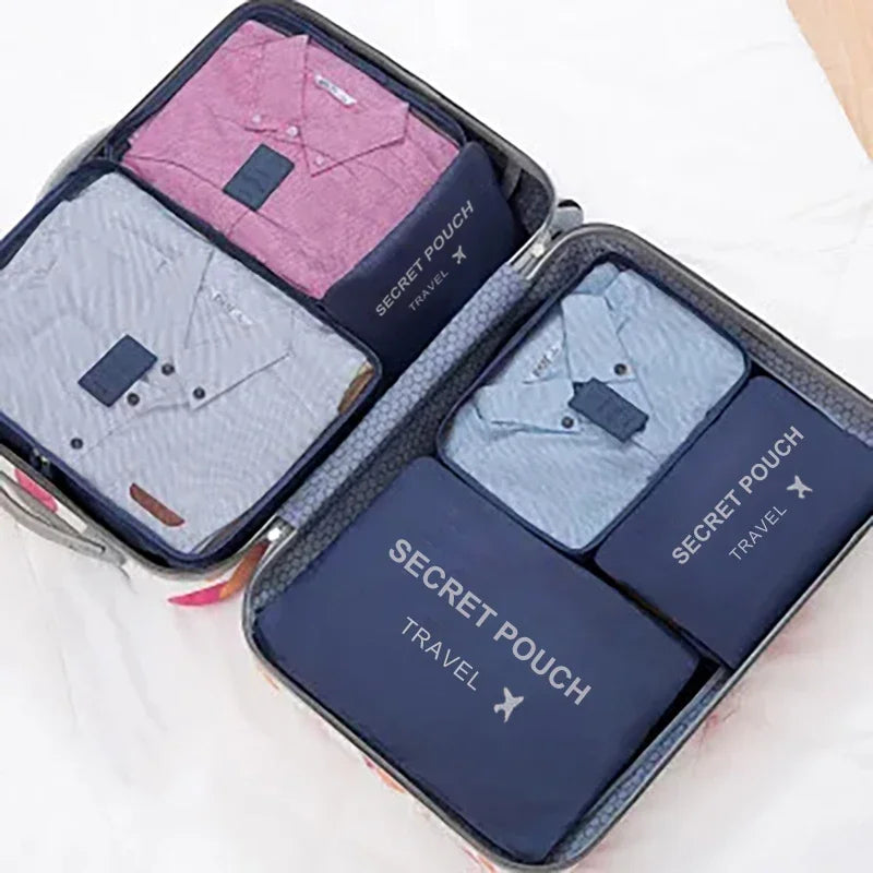 Travel Storage 6 Pcs/Set Pink/Blue/Grey Bag Large Capacity Waterproof Luggage Clothing Underwear Storage Bag Bag With Zipper